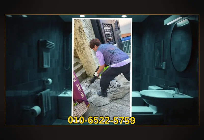 공덕 공덕동 욕실 바닥 유가 트랩 석회 통수 현장 시공 사진