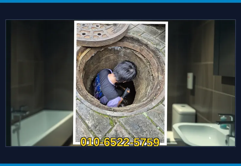 강남 압구정동 아파트 공용 입상관 고압 세정 현장 시공 사진