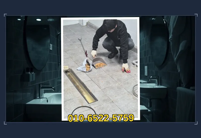 부천 심곡본동 싱크대 하부 배관 유지방 분쇄 현장 시공 사진